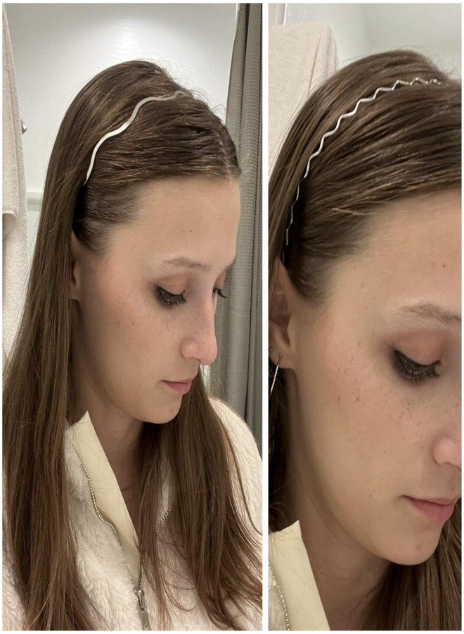TEBIEKOY Silver Metal Headbands for Women, Elastic Hair Bands Stylish Thin Wavy Head Bands, Trendy Silver Hair Accessories Cute for Women Teens, 3 Pcs - Image 3